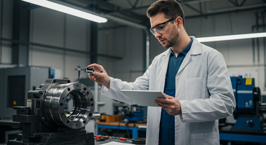 ingenieria de compras, hombre analizando maquinaria